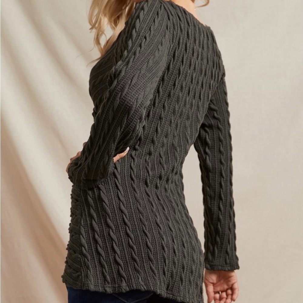 Cable-Stitched Sweater - Charcoal - Picture 5 of 5
